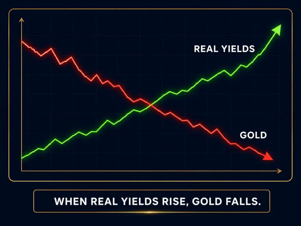 bond yields real yields vs gold inverse correlation chart