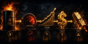 inflation trade as oil surges and gold breaks