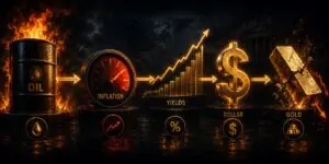 inflation trade as oil surges and gold breaks