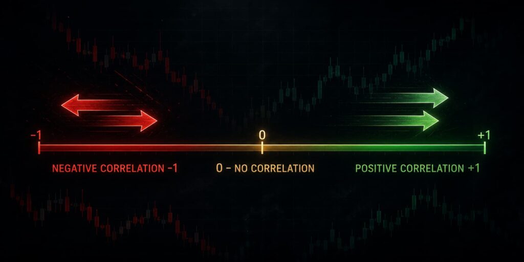 correlation scale from -1 to +1 shows how currency pairs move