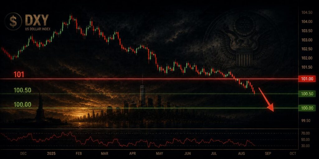Session wrap: DXY breaks below the 101 round handle