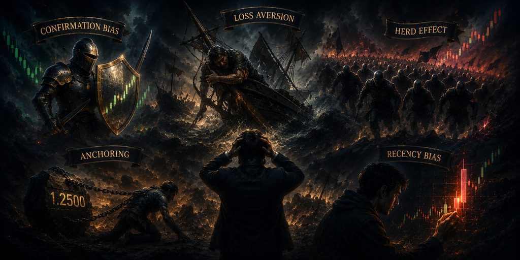Confirmation bias, loss aversion, herd effect, anchoring