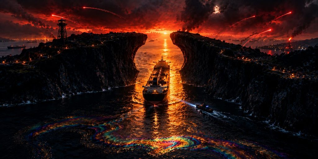 Week in review oil shock: a lone supertanker squeezes through a glowing keyhole
